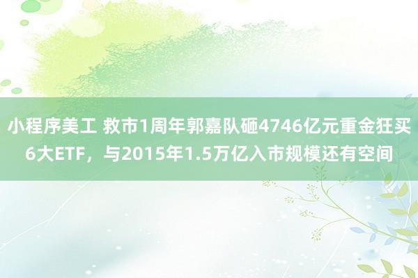 小程序美工 救市1周年郭嘉队砸4746亿元重金狂买6大ETF，与2015年1.5万亿入市规模还有空间