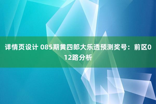 详情页设计 085期黄四郎大乐透预测奖号：前区012路分析